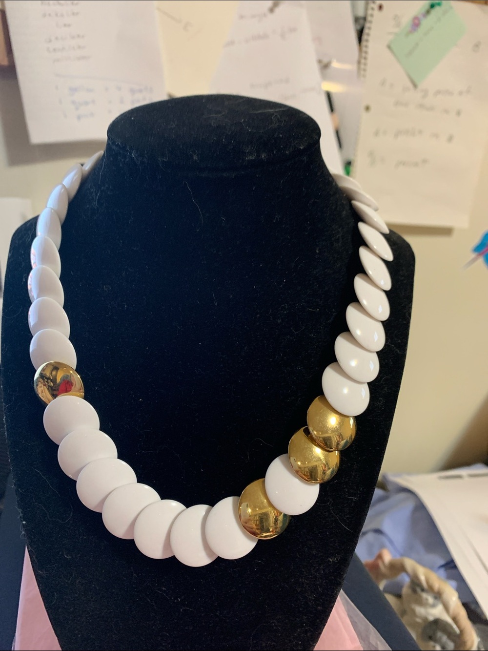 White and Gold Statement Necklace - Women Jewelry